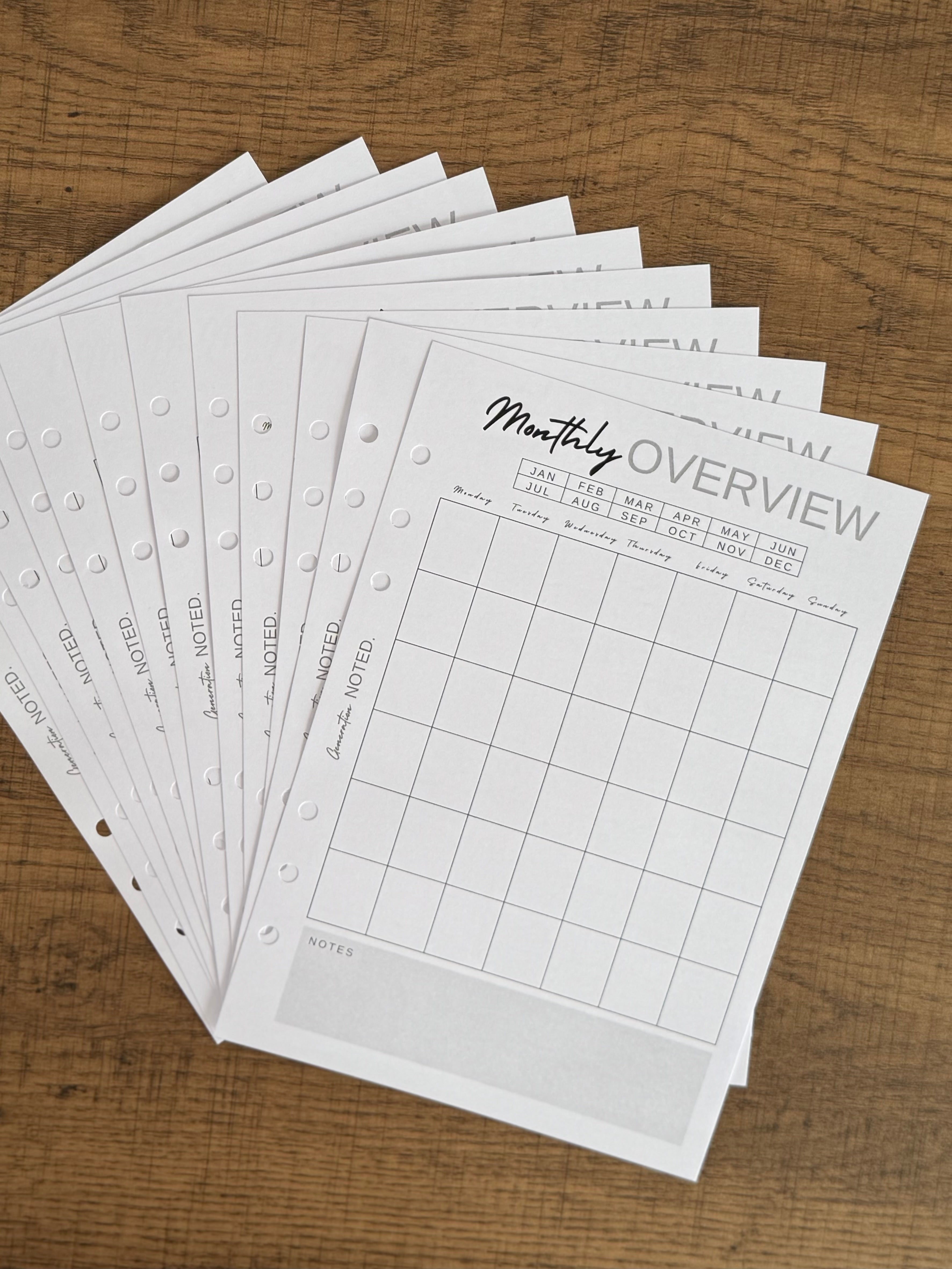 Undated Monthly Planner