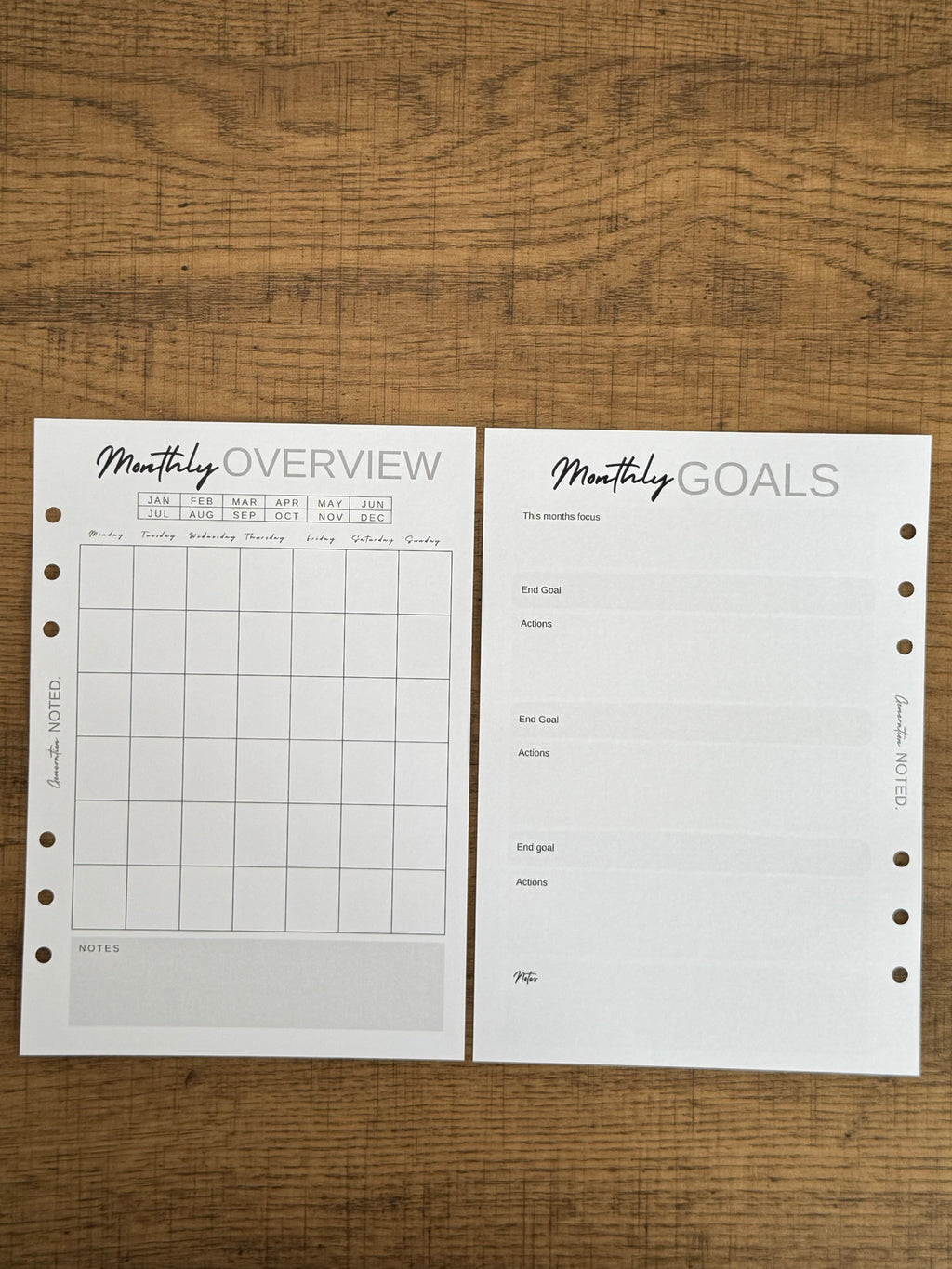 Undated Monthly Planner