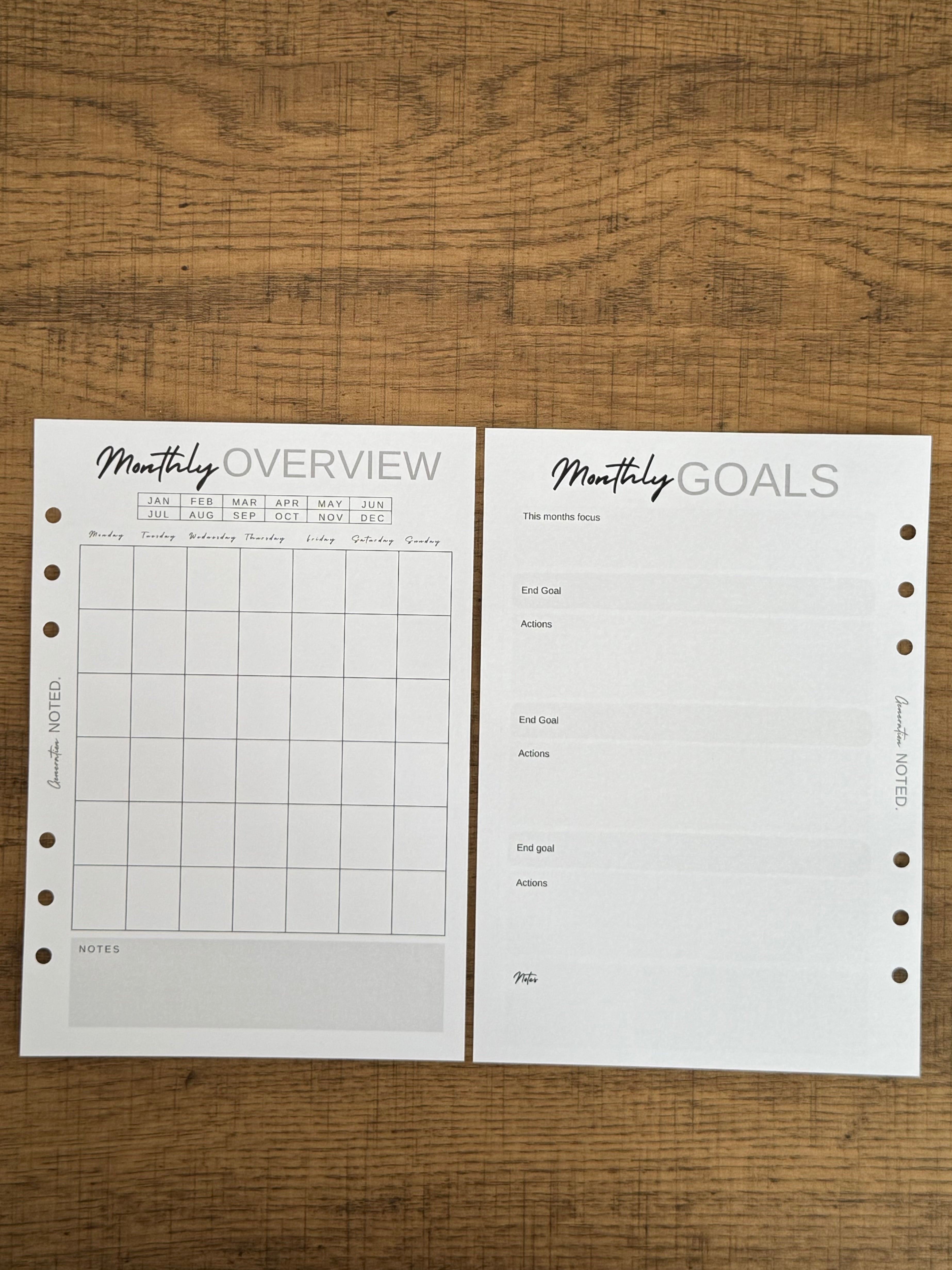 Undated Monthly Planner